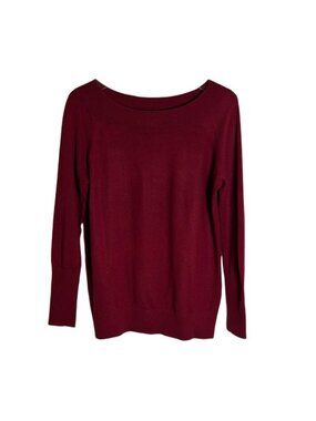 Ann Taylor LOFT Burgundy Boat Neck Sweater Large Long Sleeve Knit Top